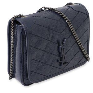 SAINT LAURENT 'Niki' Leather YSL Logo Bag (Marine)